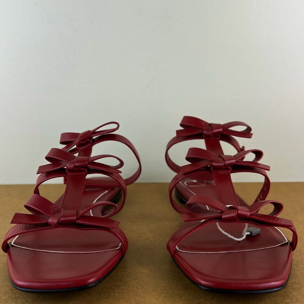 NEW VALENTINO GARAVANI RED BOW LEATHER SANDALS - Picture 11 of 14